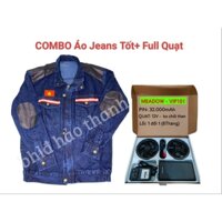 combo quạt áo điều hòa vải JEAN pin 35.000mh made in JAPAN quạt 14V