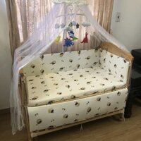 Combo quây ga cũi Muslin cho bé - Bộ quây cũi xô muslin organic mềm mịn cho bé