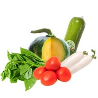 Combo rau củ nấu canh: bí đỏ non, củ cải trắng, bầu, mồng tơi, cà chua