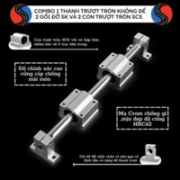 Combo Ray Trượt không đế phi 10 dài 500mm và 2 con trượt SCS10UU, 2 gối đỡ SK10
