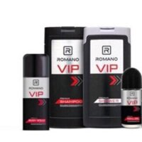 Combo Romano Vip gồm: 1 dầu gội 180g, 1 sữa tắm 180g, 1 xịt 150ml, 1 lăn Vip 50ml