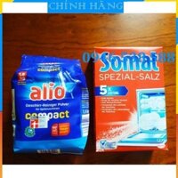 Combo rửa bát cho máy: Bột Alio 1,5kg + muối rửa bát alio 2kg