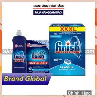 Combo rửa bát Finish Hộp Classic 110 viên, Muối 1.2kg, Nước làm bóng 800ml