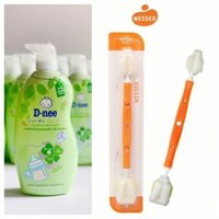 Combo Rửa Bình 4: 1 Chai nước rửa bình Dnee Organic + 1 Cọ bình Wesser 2 đầu Chính hãng