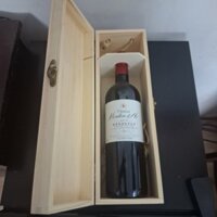 COMBO RƯỢU VANG ĐỎ PHÁP (CHATEAU MOULIN D’AS BORDEAUX – 2018) & HỘP GỖ ĐỰNG RƯỢU ĐƠN.