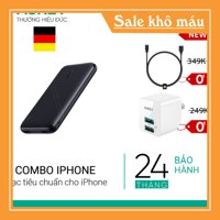 Combo Sạc iPhone AUKEY Sạc 10.000 mAh PB-N73, Cốc 12W PA-U32, Cáp Sạc Lighting MFi CB-AL1