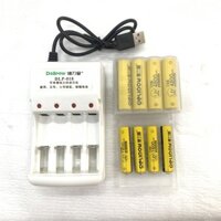 Combo sạc kèm 4pin AA AAA 1,2V nimh Delipow tái sử dụng đến 1000 lần