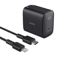 Combo sạc nhanh iphone Aukey PA-R2S 2 cổng 40W và cáp C to Lightning CB-CL3 0.9m