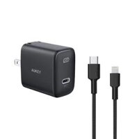 Combo Sạc nhanh Iphone củ sạc Aukey PA-F1S, Dây Sạc Aukey CB-CL2 Dài 2m bện Nylon