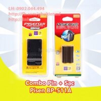 Combo sạc + pin Pisen BP-511A for Canon 50D, 40D, 30D, 20D, 5D