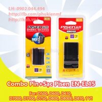 Combo sạc + pin Pisen EL15 For Nikon D7000, D7100, D600, D800, D800E, V1