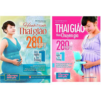 Combo sách thai giáo theo chuyên gia và  hành trình thai giáo 280 ngày tặng truyện song ngữ bìa mềm hai nàng công chúa