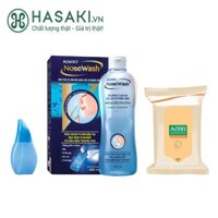 Combo Sản Phẩm Vệ Sinh Mũi Rohto 400ml + Khăn Tẩy Trang Acnes 20 Miếng Nosewash + Make Up Remover Sheet