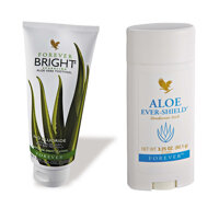 Combo Sáp khử mùi không chứa muối nhôm Aloe Ever Shield 067 và Kem Đánh Răng Lô Hội Forever Bright Toothgel 028