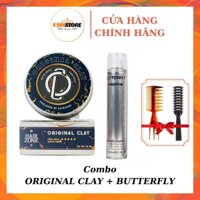 COMBO Sáp vuốt tóc ORIGINAL CLAY 56g by Hair Zone + Gôm xịt tóc, keo xịt tóc tạo kiểu tóc