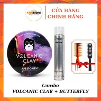 Combo Sáp vuốt tóc Volcanic Clay & Gôm xịt tóc, keo xịt tóc nam