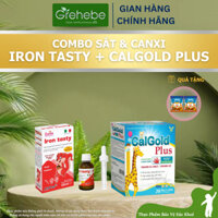 COMBO sắt và canxi -  IRON TASTY (Hộp 30ml) & CALGOLD PLUS hươu (Hộp 20 ống)