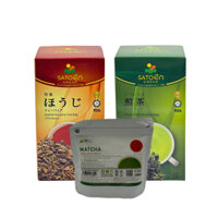 COMBO SATOEN 2 Hộp trà túi lọc Sencha Special 40G và Houjicha Special 40G + 1 túi Matcha Premium 100G