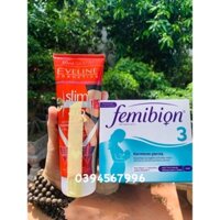 Combo sau sinh: vitamin tổng hợp Femibion 3 và Kem tan mỡ Eveline Slim Extreme 4D