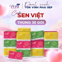 COMBO SEN VIỆT_Giấy ăn rút cao cấp POSY LOTUS, Thùng 30 gói 300 tờ 3 lớp, mềm mịn tiện dụng cho mọi gia đình