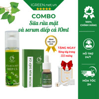 Combo Serum Diếp Cá, Sữa Rửa Mặt Cho Da Hết Mụn, Thâm, Kiềm Dầu Thương Hiệu IGREEN Quà Tặng Sữa Tắm