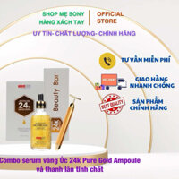 Combo serum vàng Úc 24k Pure Gold Ampoule và thanh lăn tinh chất