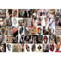 Combo Set 50 tờ Decal dán tường Phun Xăm Nghệ Thuật Khổ A3,A4,A5...