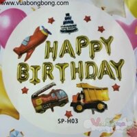 Combo set bong bóng xe máy bay bé trai HAPPY BIRTHDAY