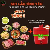 Combo Set Lẩu Tình Yêu Green Meat – Lẩu Thịt Ba Chỉ Bò, Chân Gà Rút Xương, Viên Thả Lẩu, Nấm, Ngô – Mua 2 Tặng 1 Nồi