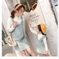 Combo set yếm mẹ bé và bộ pijama lụa
