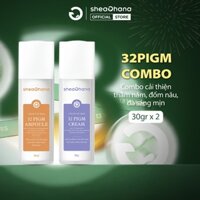 COMBO Sheaghana Serum 32 PIGM Ampoule và Kem dưỡng 32 PIGM dưỡng da trắng sáng,mờ thâm nám hiệu quả