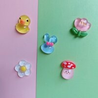 Combo Sỉ 100 Charm Thỏ Con Vịt Với Nấm Hoa Tulip làm Diy Xinh Xắn