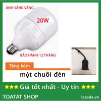 [Combo Sĩ] Bộ 1 / 2 Bóng đèn Led trụ 20W Cao cấp (ánh sáng Vàng) - tặng kèm chuôi đèn