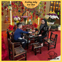 (Combo siêu hời) Bộ bàn ghế tre nhỏ đơn giản đã hun khói, phù hợp mọi không gian quán cafe, gia đình, sân vườn, homestay