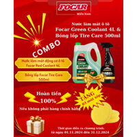 COMBO SIÊU KHỦNG, Nước làm mát động cơ ô tô Focar Green Coolant 4L + Dung dịch dưỡng đen bóng lốp FOCAR Tire Care 500ml