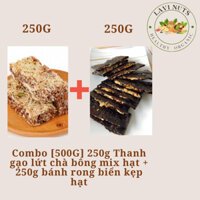 Combo siêu rẻ [500g] 250g Thanh gạo lứt chà bông mix hạt + 250g bánh rong biển kẹp hạt LAVI NUTS ăn kiêng, giảm cân