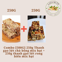 Combo siêu rẻ [500g] 250g Thanh gạo lứt chà bông mix hạt + 250g thanh gạo lứt rong biển mix hạt LAVI NUTS ăn kiêng