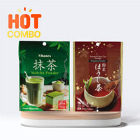 Combo siêu tiết kiệm Bột trà xanh Matcha Nhật Bản Kanes 50g và Bột trà rang Houjicha Nhật Bản Kanes 50g - Hachi Hachi Japan Shop
