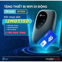Combo sim data 12MDT150 + phát wifi TP Link di động không dây M7000 4G LTE có thể phát 5-10 máy, sử dụng liên tục 8 giờ