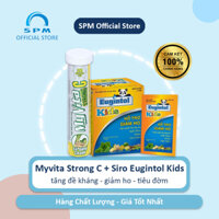 COMBO Siro ho trẻ em Eugintol Kids giảm ho, tiêu đờm, bổ phế, tăng đề kháng (Hộp 20 gói) và Viên sủi MyVita Strong C