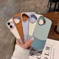 Combo Slim PC & Nappa Grain Da PU Ốp Lưng Điện Thoại iPhone 14 13 12 Pro Max 14 Plus Kim Loại Bên Bấm Phím Camera viền