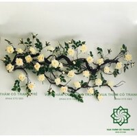 Combo số 14_Hồng dây leo nhựa treo tường (3 dây Hồng leo vàng nhạt +1 cành cổ)