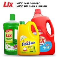 COMBO SỐ 36 Gồm Nước Giặt LIX Đậm Đặc Hương Hoa 2KG + Nước Rửa Chén LIX Siêu Sạch Chanh 1.4KG + Nước Lau Sàn LIX Nắng Hạ