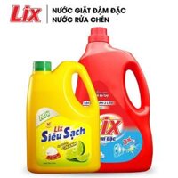 COMBO SỐ 5 Gồm Nước Giặt LIX Đậm Đặc Hương Hoa 2KG + Nước Rửa Chén LIX Siêu Sạch Hương Chanh 1.4KG - Mã NG201+NS140