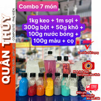Combo số 8] 1Kg keo composite, 1 mét sợi thủy tinh, 300g bột, 50g xúc tác, cọ quét, 100g nước bóng, 100g màu pha.
