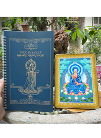 Combo Sổ Chép Kinh In Mờ - Dược Sư Lưu Ly Quang Vương Phật + Tranh Để Bàn Phật Dược Sư