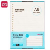 Combo sổ còng sắt và lõi giấy A5 Deli file nhựa có kèm dây rút- 240 trang - 120 tờ - Lõi ô vuôngkẻ ngang - Lõi sổ kẻ ngang A5