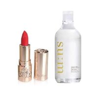 Combo Son Lì Dưỡng Ẩm Mini Cao Cấp Ohui The First Geniture Lipstick Minisize Màu Red 1.3g Và Nước Tẩy Trang Su:m37 Skin Saver Essential Pure Cleansing Water 100ml