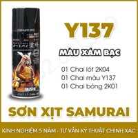 Combo sơn lốc máy Y137 xám bạc sơn xịt Samurai