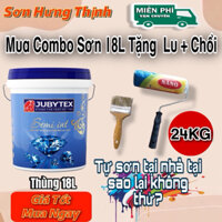 Combo Sơn Màu 18 Lít, Sơn Trong Nhà 24Kg Jubytex, Tự Sơn Tại Nhà, Sơn Phòng trọ, Phòng Ngủ, Tặng Lu + Chổi